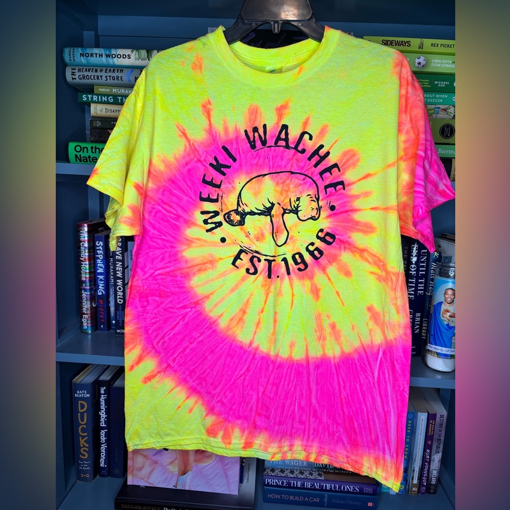 Weeki Wachee Manatee Neon Tie-Dye Graphic T-Shirt